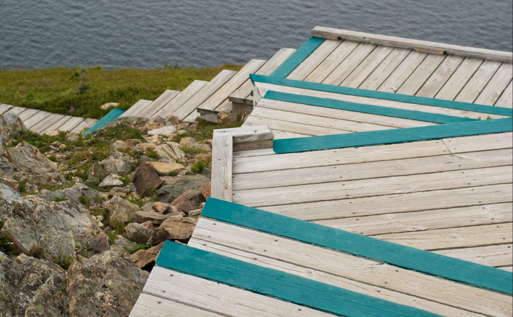 Photo of wooden stairs leading down to the waterfront